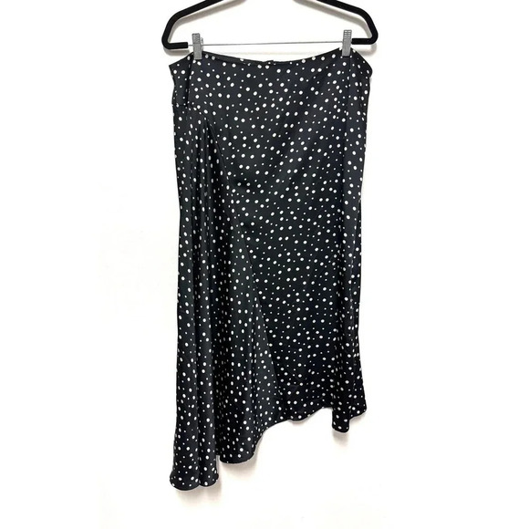 NWT $345 Vince Tossed Dot Draped Knot Midi Skirt - Plus Size Satin Asymmetric - Picture 2 of 6